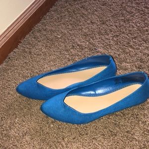 Blue, pointed toe flats
